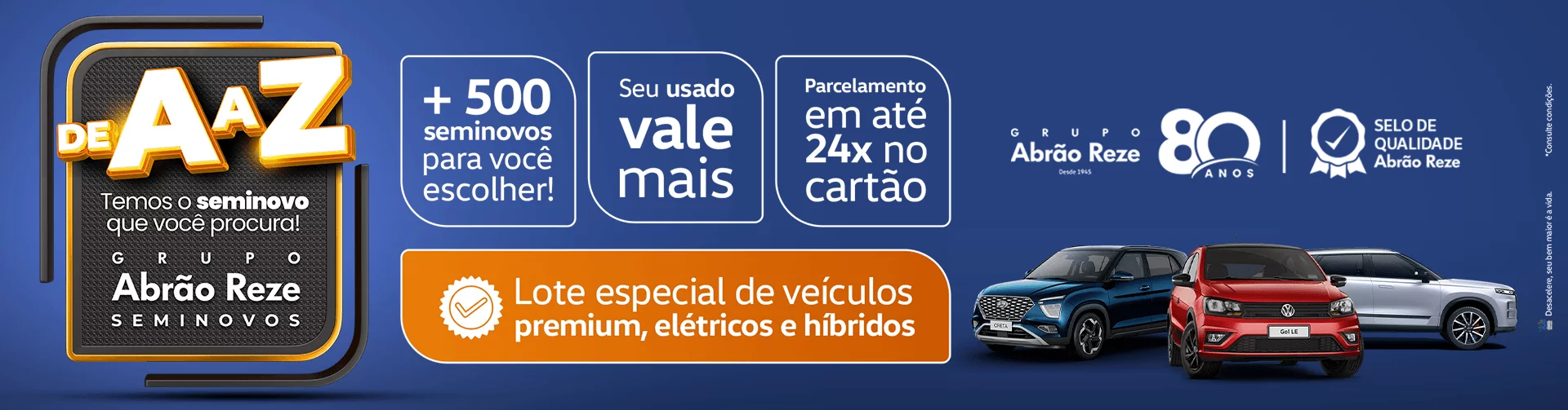 Lote especial de veículos premium, elétricos e híbridos